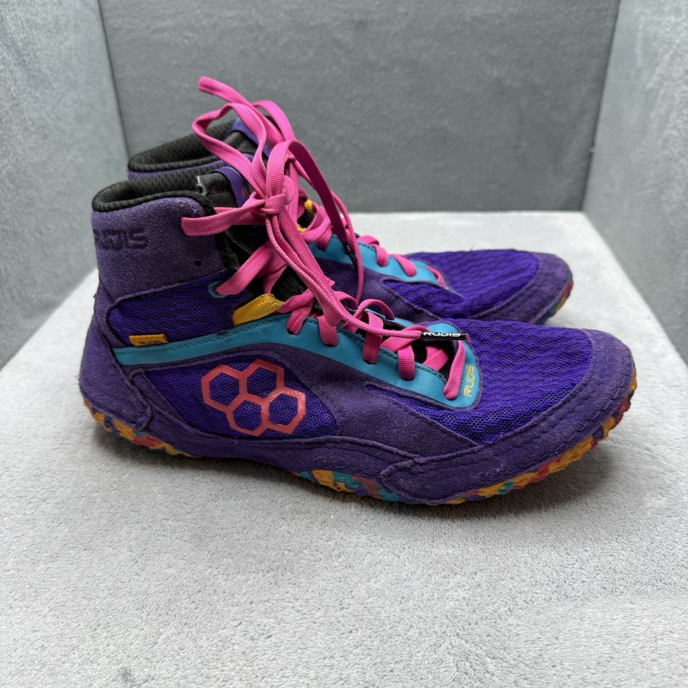 RUDIS Alpha Wrestling Shoes Mens 9.5 Womens 11 Purple Pink Teal High Top